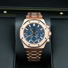 2022 Audemars Piguet Royal Oak Chronograph 38mm Blue Rose Gold Complete Set 2