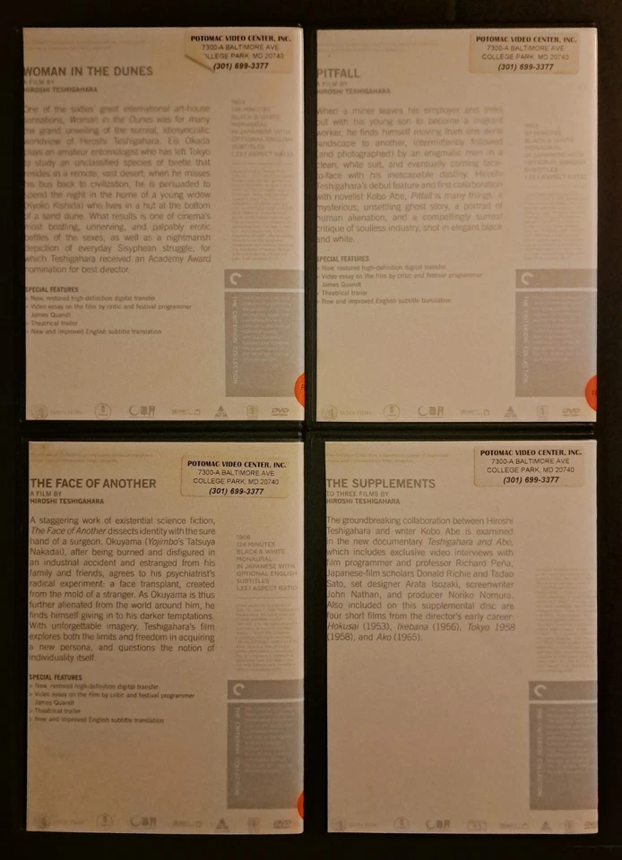 Three Films by Hiroshi Teshigahara. OOP (4-DVD Criterion Set) Ex-rentals - Image 2 of 3