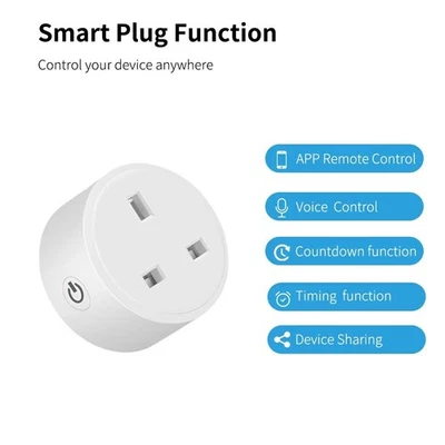 Tuya Wireless WiFi Smart Plug 16A UK Socket Smart Life APP ( ENERGY MONITORING)