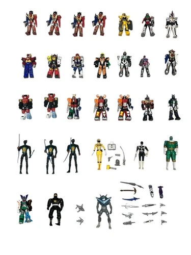 31 Vintage Bandai Power Ranger Figures - Battlize, Megazoid, Flip Head+