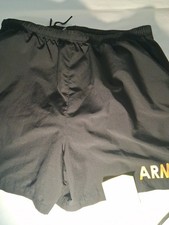 Large APFU Army PT Shorts Physical Fitness Uniform, Black/Gold