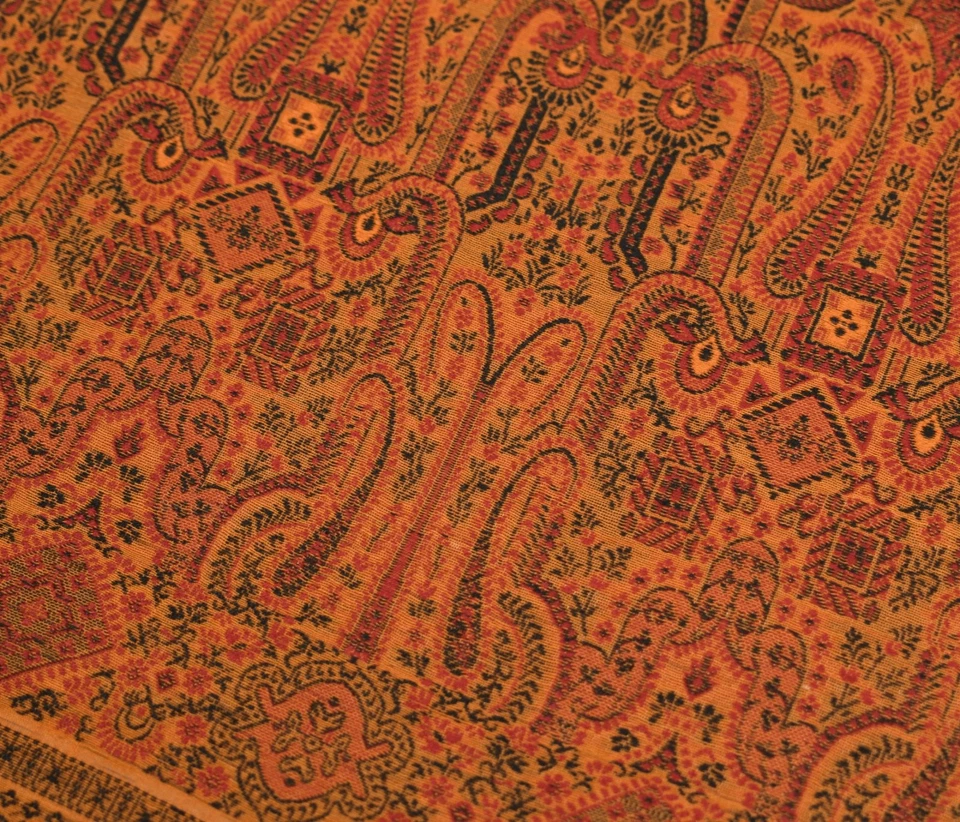 Sushila Vintage Mostaza Sari Remanente Chatarra Paisley Tejido Pura Seda Tela Artesanal Foto 4 de 4