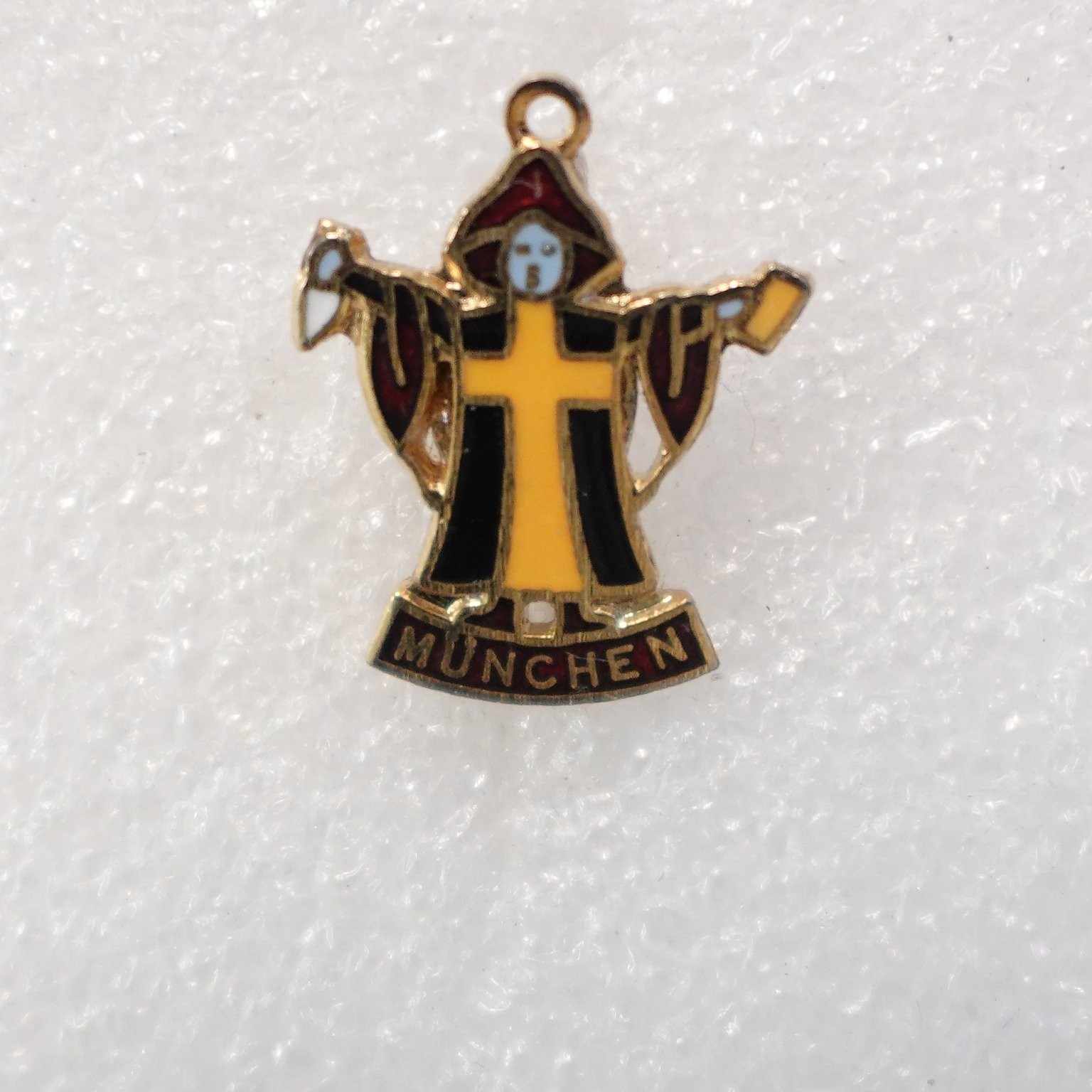 Munchen Religious Figure Pinback Button Cloaked Monk Design small