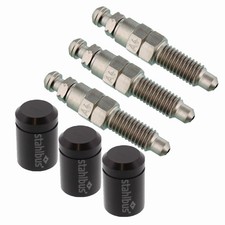 3x stahlbus bleeder screw with venting valve M8x1.25x22 fit + alu caps black