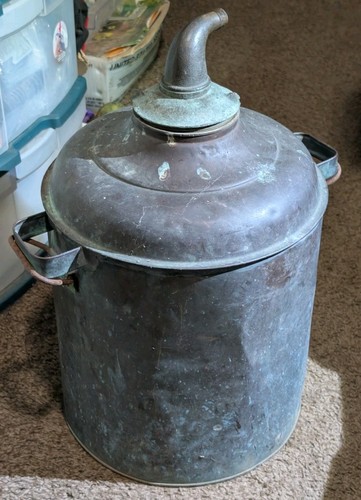 Antique Primitive Copper Moonshine Still Boiler Pot Prohibition Era 18" Tall