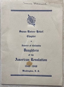 Daughters of the American Revolution, 1948-9, Susan Riviere Hetzel Chapter