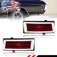 2X Red Lens Rear Quarter Side Marker Lights For 1970 1971 1972 Chevy Chevelle
