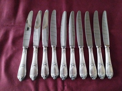 10 Tafelmesser Metall versilbert Goldschmied Ercuis Modell Pompadour