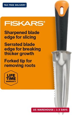 Fiskars Steel Garden Knife, Multi-Purpose Weed Puller Gardening Tool for Plantin