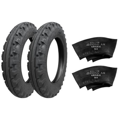2x Traktorreifen + TR15 Luftschlauch, 4.00-15, 4PR/66A6, BKT TF-8181, ASF Reifen