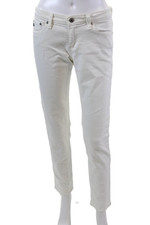 AG Adriano Goldschmied Womens The Stilt Cigarette Leg Jeans White Cotton Size 28