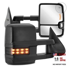 2PCS Towing Mirrors Power Heated LED Compatible for 2007-2013 Chevy Black