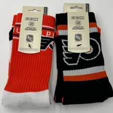 CCM Philadelphia Flyers NHL Hockey Pro Tek Athletic Socks L 9-11 Orange Black