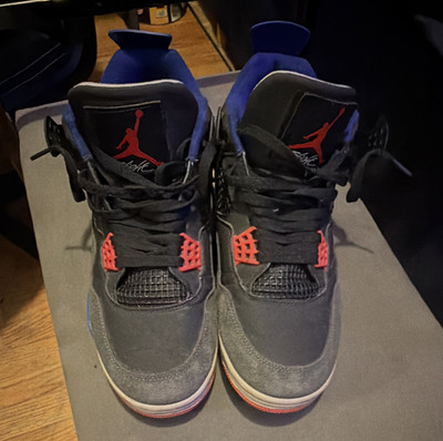 Jordan Air Jordan 4 Men s Mid Top Lace-Up Basketball Sneakers Black Blue Red