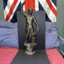 Large Vintage Blacksmith at Anvil Heavy Metal Bronze Effect Statue Figure 52.5cm