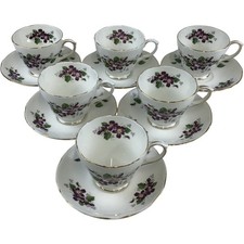Duchess Violetta Bone China Tea Cup & Saucer Set Floral Design Vintage 1960s