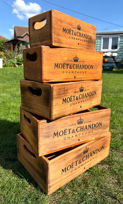 5er SET HANDGEFERTIGTE HOLZKISTEN - MOET UND CHARDON