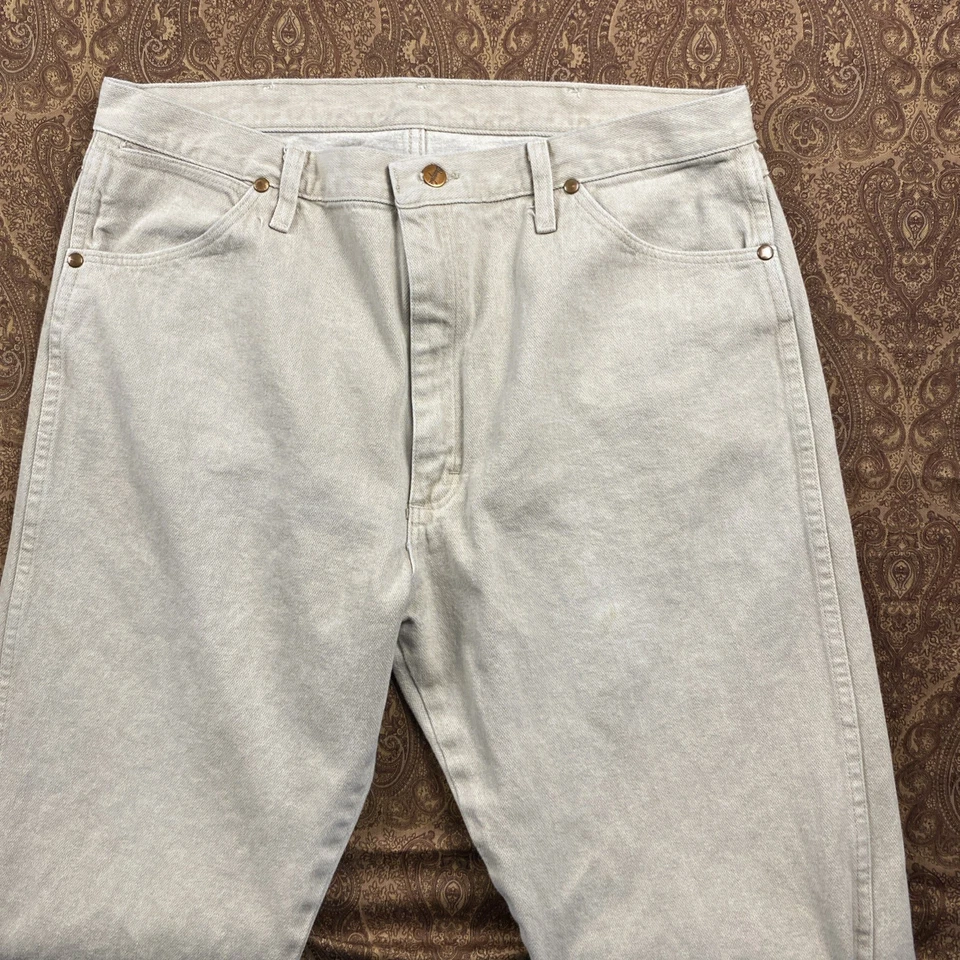 Pantalones de mezclilla Wrangler corte vaquero para hombre 38X34 ajuste 36x33” beige/bronceado 13MWZTN vintage Foto 4 de 4