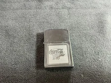Vintage Dilong Coca Cola Lighter Flip Top Silver