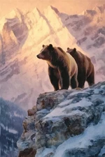 Mountain Bears I by Buck Rawlins Western Wildlife Art Print + Free Shipping