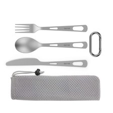 Titanium Flatware Knife Fork Spoon Set Lightweight Ti Camping Utility Cutlery...