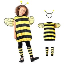 TUSAUW Bee Costume Kids Halloween Bumblebee Costume Headband Jacket Wings