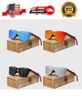 Men Polarized Wooden Sunglasses UV400 Fashion...