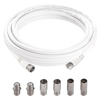 3 m 75 Ohm RG6 Coaxial Cable, F Male to F Male High Speed RG6 TV Antenna Cable