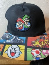 Super Mario Bros Mario and Luigi Black Snapback Hat One Size Official Nintendo