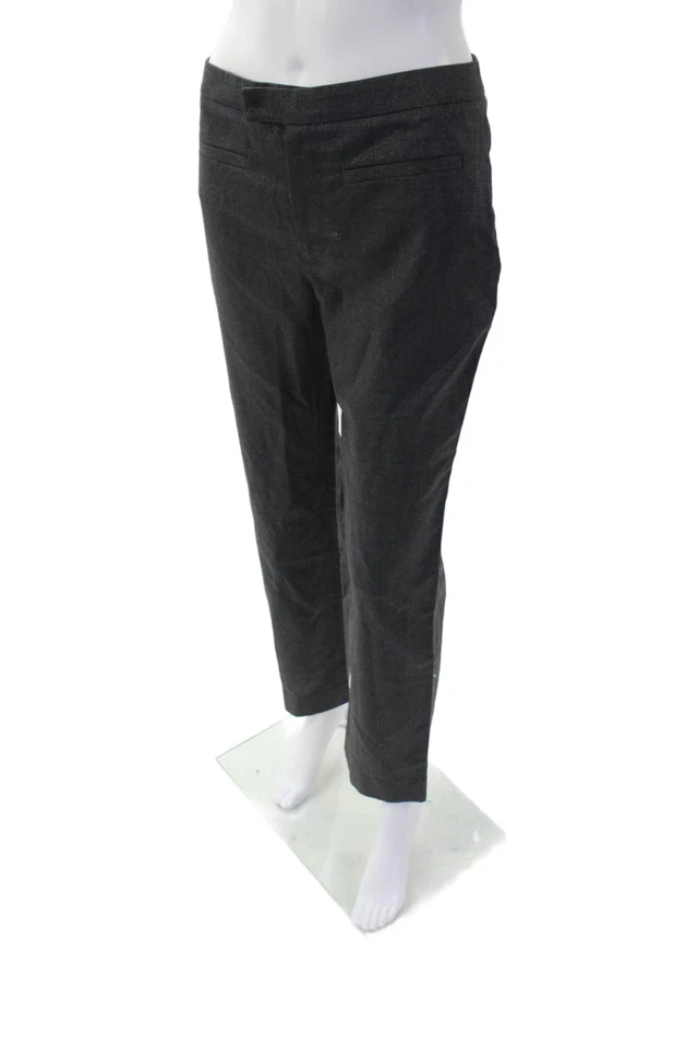 Blumarine Mujer Mezcla Lana Tiro Medio Pierna Recta Pantalones Gris Talla 40 Foto 2 de 4