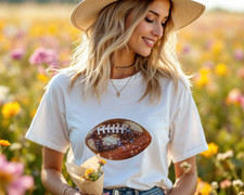 Sparkle Football T-Shirt | Glitter American Football Graphic Tee A11