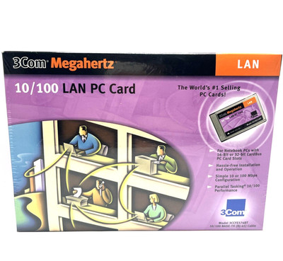 3Com 10/100 PCMCIA Ethernet LAN PC Card 3CCFE574BT BASE-TX Cable *NEW SEALED*