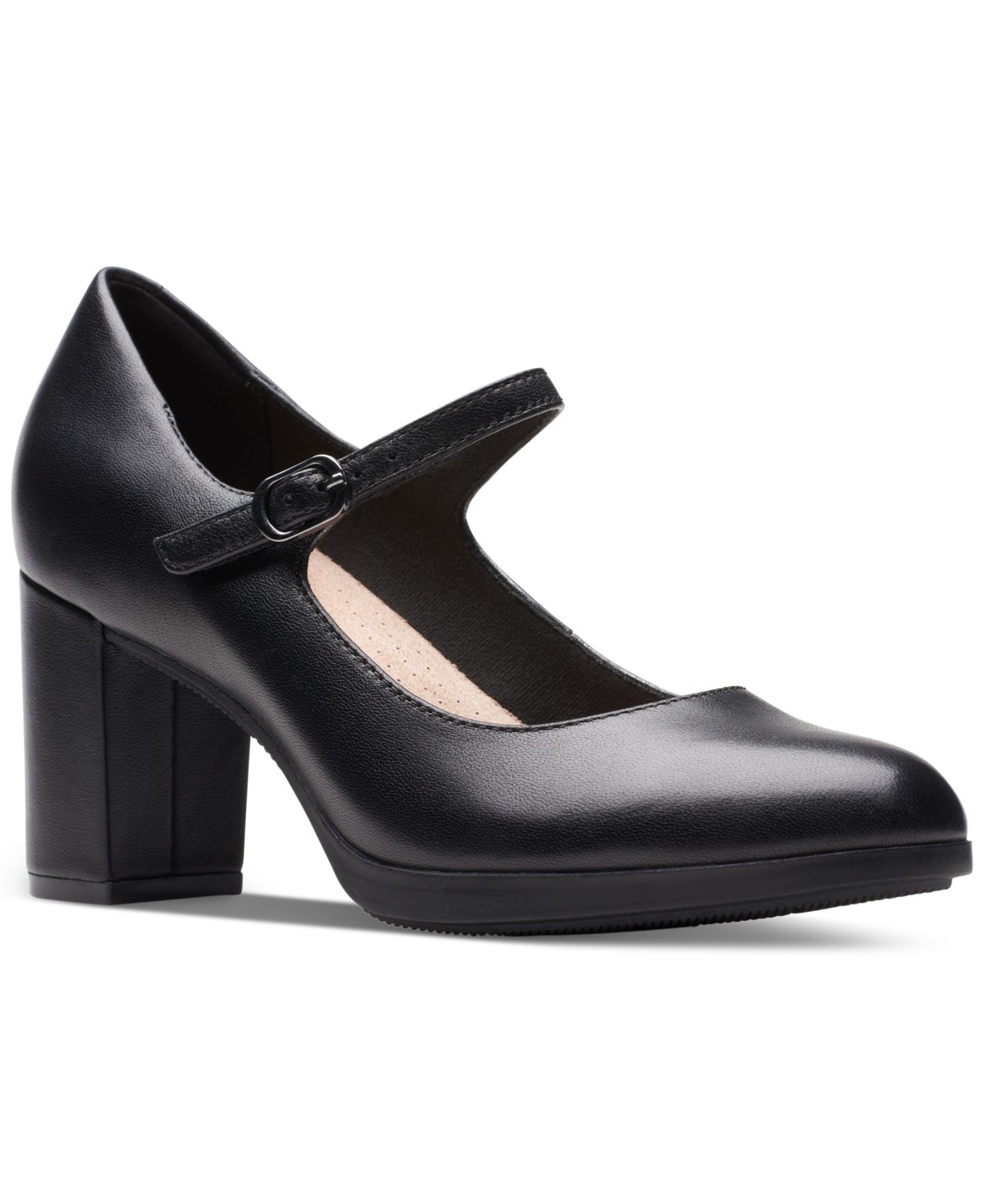 Clarks Bayla Nora Platform Mary Jane Dress Pumps Women's 7.5 Black Round Toe
