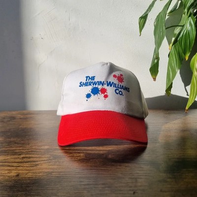 Vintage American Baseball Mütze Snapback Cap One Size rot weiß Sherwin Williams