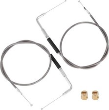 110CM 43" Stainless Steel Throttle and Idle Cable Kit Compatible with Harley ...