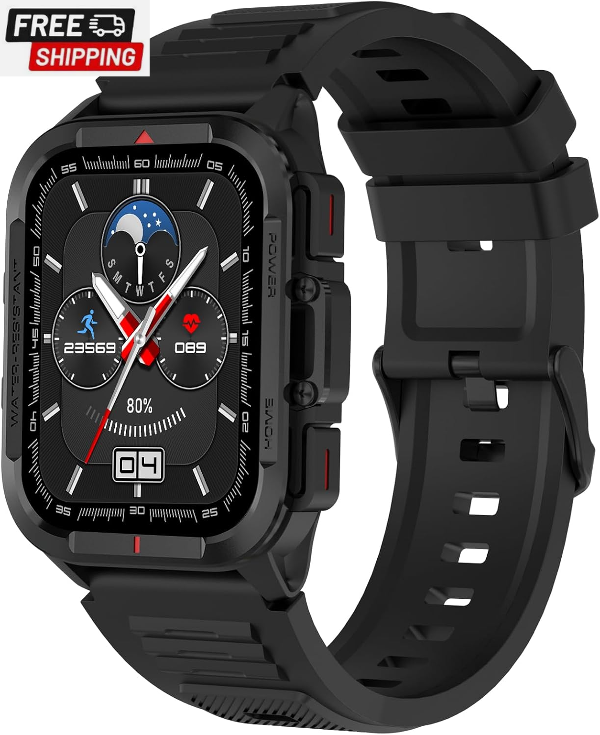 Bebinca 1.72 Inch Smartwatch for Men with Fitness Tracker IP68 Waterproof Heart Rate Monitor