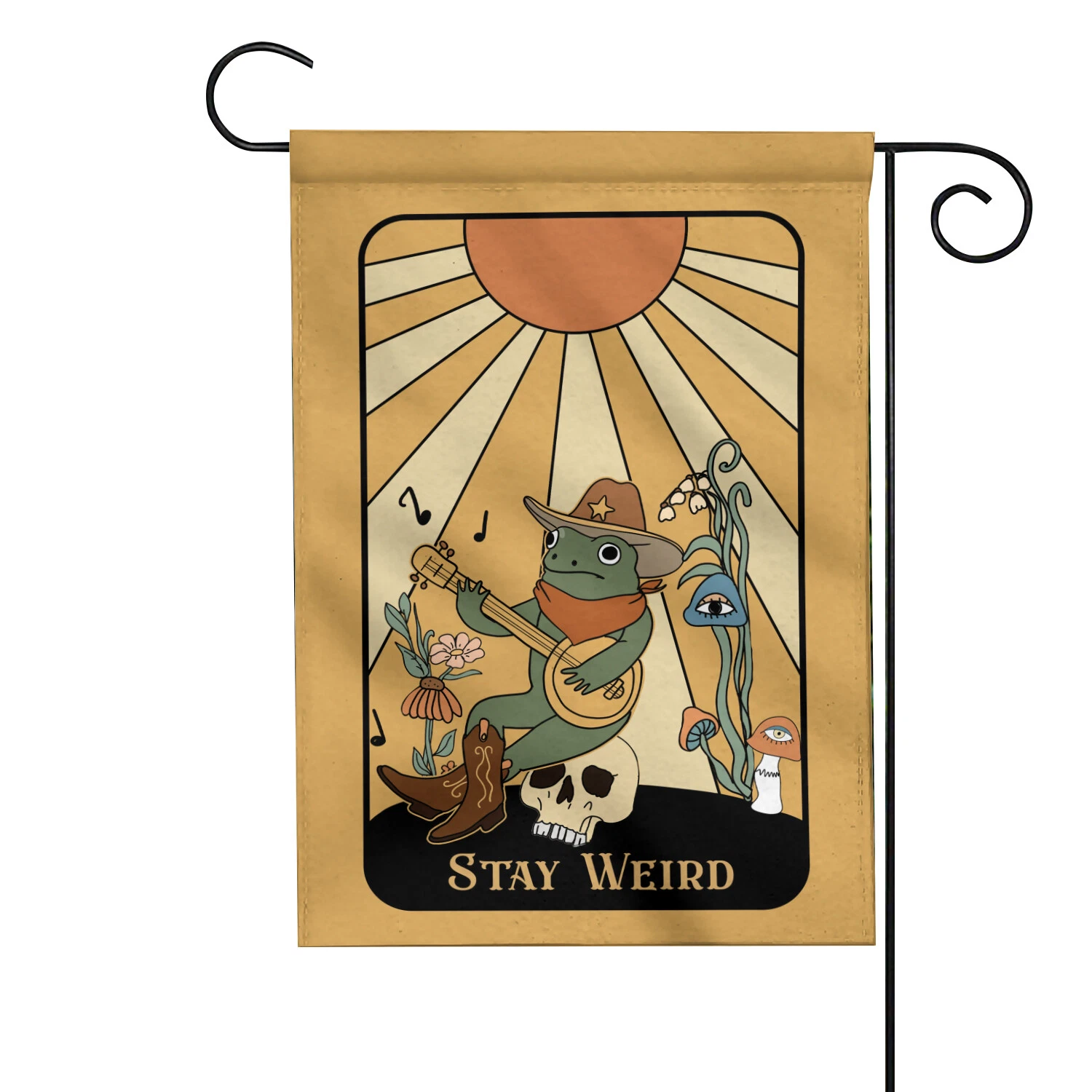 Retro Frog Stay Weird Flag, Funny Frog Spring Flag, Groovy Frog Summer Flag