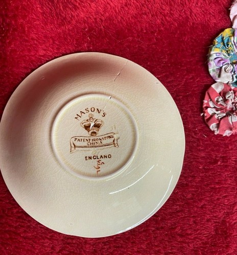 Vtg Masons Patent Ironstone Saucer Made in England Bold Red & Black on Yellow - Picture 2 of 3