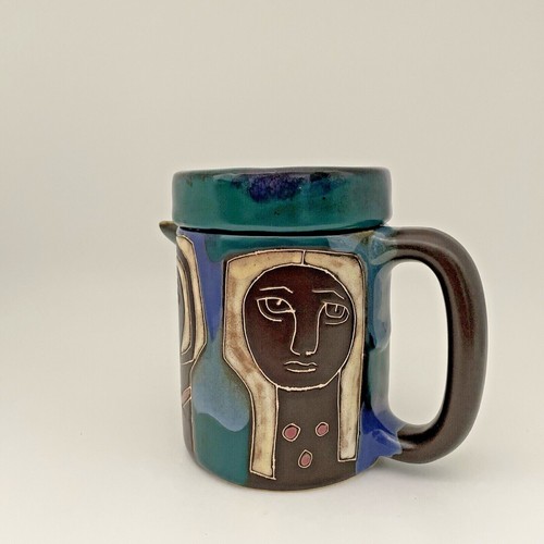 Mara Lidded Pitcher Creamer Women’s Faces Abstract Stoneware Pottery Mexico - Picture 5 of 12