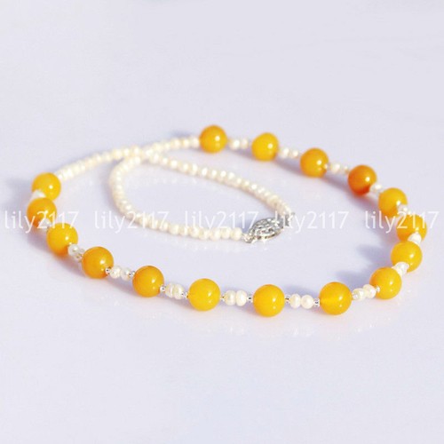 Natural 3-4mm white cultured freshwater pearl 8mm Agate Jade necklace 16-36'' - Picture 6 of 16