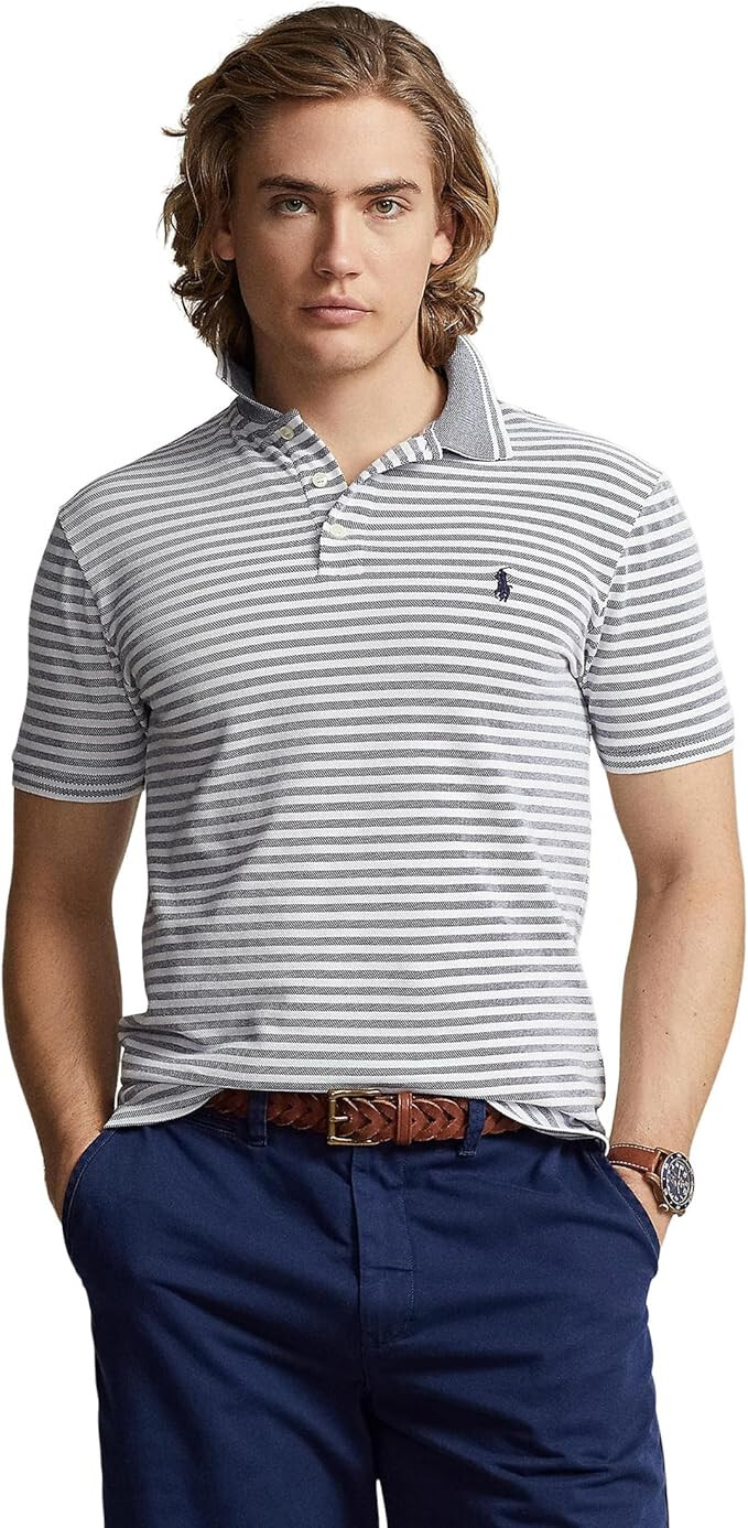 Мужская рубашка Polo Ralph Lauren из эластичной сетки Polo Ralph Lauren сшитая на заказ за 125 долларов темно-синий XXL 16390₽