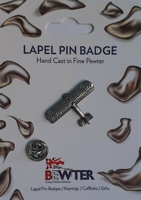 WW1 Zweiflugzeug Flugzeug Pin, englisches Zinn, Anstecknadel Abzeichen, Mantel-Hut Abzeichen BEW 62