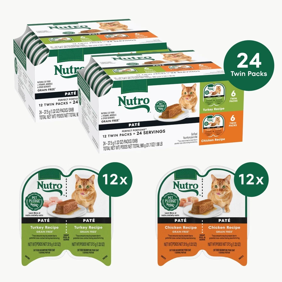Nutro Wet Cat Food 24 Twin Pack Chicken Turkey Grain Free 264 Ounce Trays - Image 2 of 4