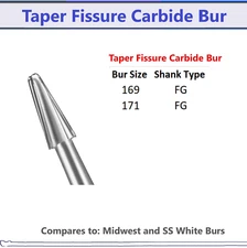 AMGoods Dental Carbide Burs FG Friction Grip Taper Fissure Carbide Bur Pkg/5/10