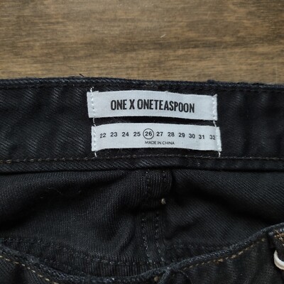 One Teaspoon Revolve Freebird Jeans Low Rise Distressed Black Van