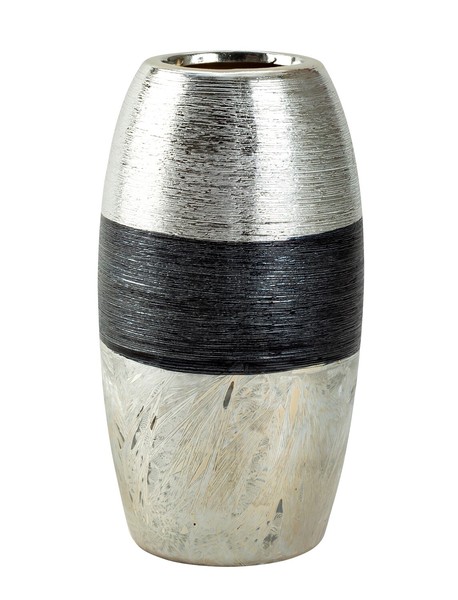 Exklusive Hochwertige Vase HöHe 21 Cm Dekovase In Silber/Anthrazit-image