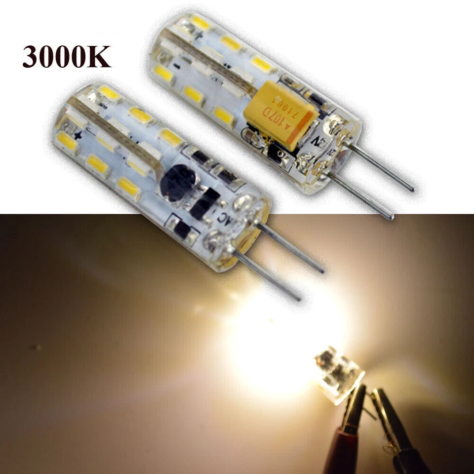 2PCS G4 12V 3014 24 SMD LED Jayco Caravan Garden Camper Light Bulb Warm White - Image 3 of 4