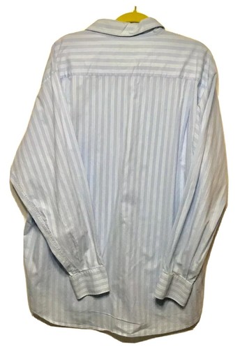 NAUTICA Men’s Size 18 36/37 Light Blue Striped Button Front Cotton Shirt - Picture 2 of 4