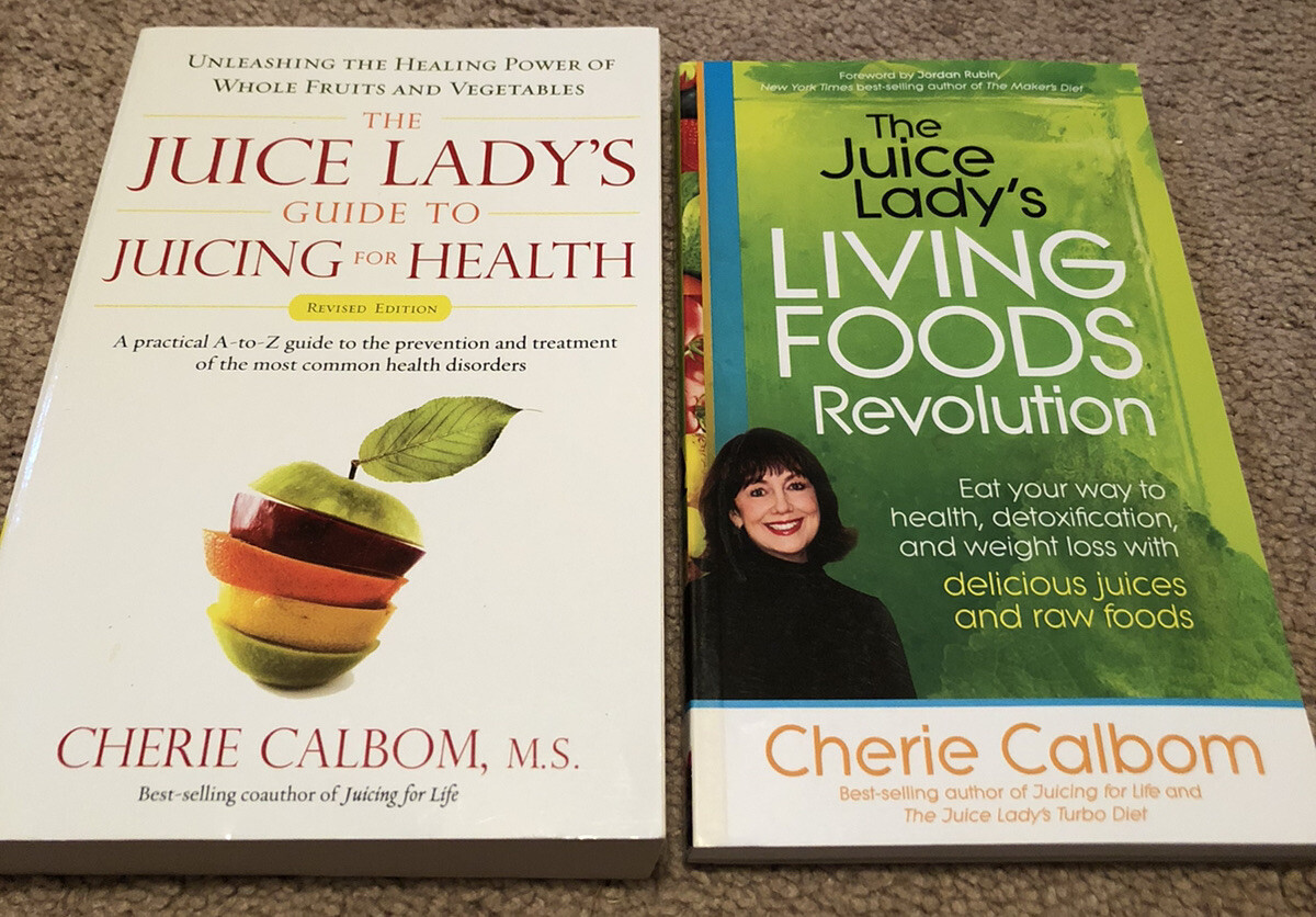 The Juice Lady's LOT of 2 Cherie Calbom Living Foods Juicing Health