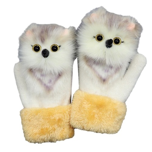 Knitted 3D Animal Gloves Full Finger Gloves Fleece Lined Gloves for Kids Toddler - Picture 15 of 20